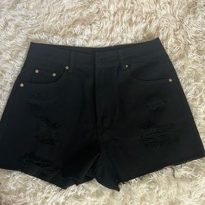 SHEIN medium black ripped jean shorts